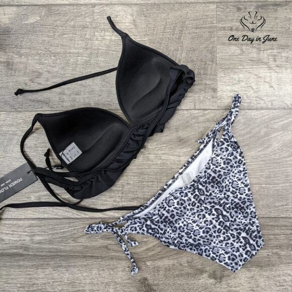 Power Flower Padded Ruffle Tie Side Bikini Swimsuit Size 8 - Picture 2 of 2